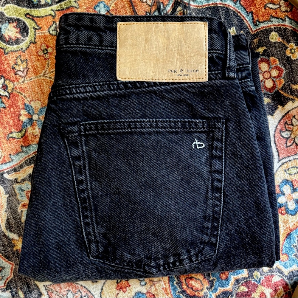 Rag & Bone Mid Rise Relaxed Black Jeans